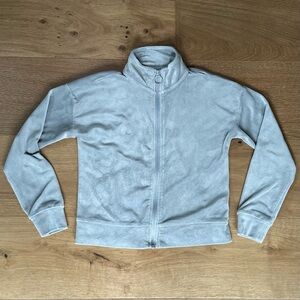 Ideology Velour Retro 80s Track Jacket Gray Coastal Grandma Girls Small